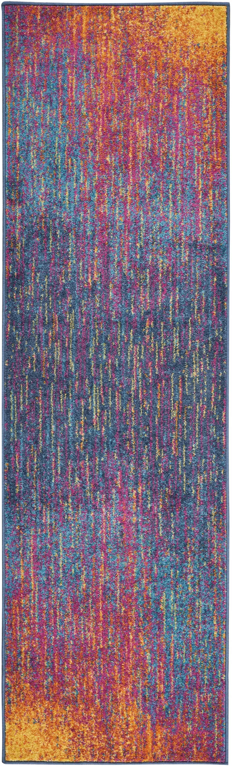 Rainbow Abstract Striations Runner Rug Photo 1