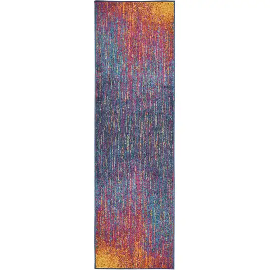 Rainbow Abstract Striations Runner Rug Photo 1