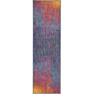 Photo of Rainbow Abstract Striations Runner Rug