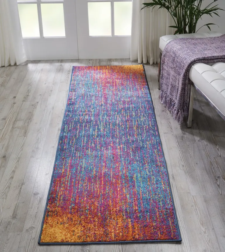 Rainbow Abstract Striations Runner Rug Photo 4