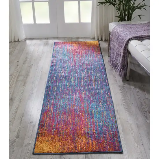 Rainbow Abstract Striations Runner Rug Photo 4