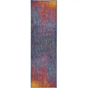 Photo of Rainbow Abstract Striations Runner Rug