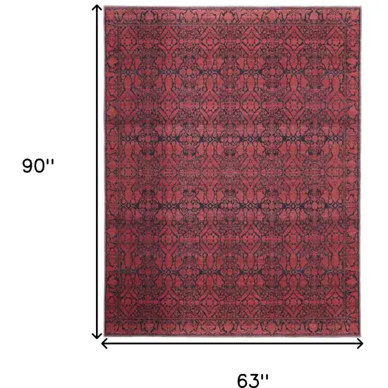 Red And Black Floral Power Loom Area Rug Photo 10