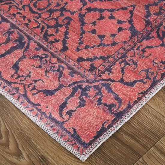 Red And Black Floral Power Loom Area Rug Photo 1