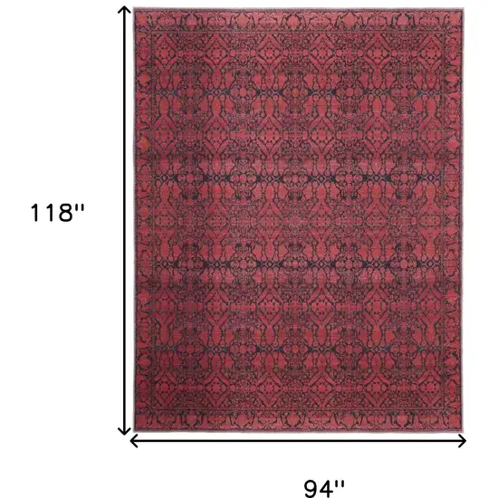 Red And Black Floral Power Loom Area Rug Photo 3