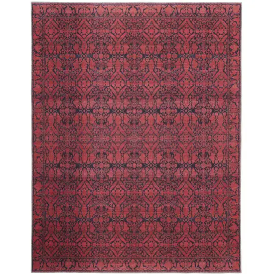 Red And Black Floral Power Loom Area Rug Photo 2