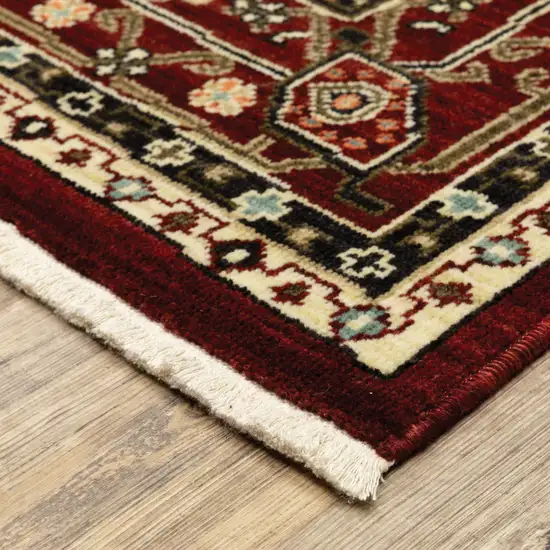 Red And Black Oriental Power Loom Area Rug With Fringe Photo 6