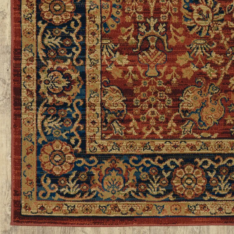 Red And Blue Oriental Power Loom Stain Resistant Area Rug Photo 2