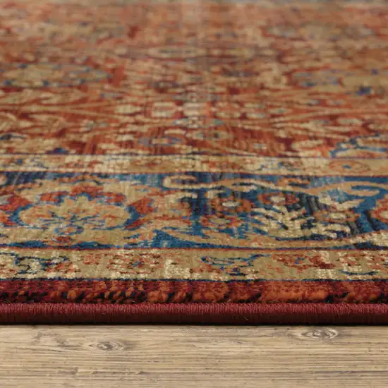 Red And Blue Oriental Power Loom Stain Resistant Area Rug Photo 4