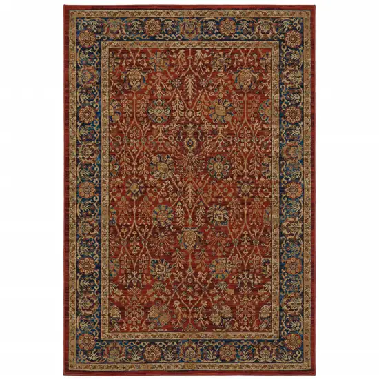 Red And Blue Oriental Power Loom Stain Resistant Area Rug Photo 1