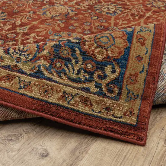 Red And Blue Oriental Power Loom Stain Resistant Area Rug Photo 9