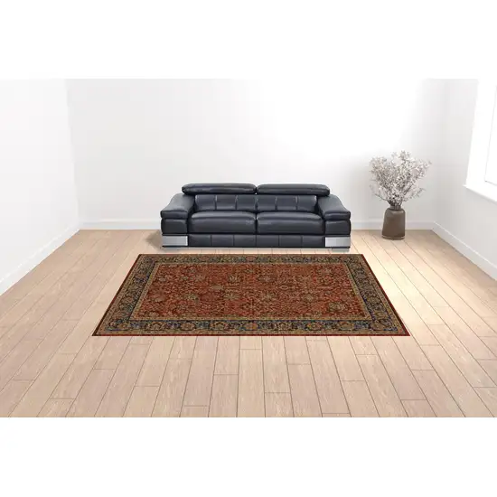 Red And Blue Oriental Power Loom Stain Resistant Area Rug Photo 3