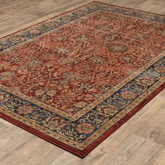 Red And Blue Oriental Power Loom Stain Resistant Area Rug Photo 7