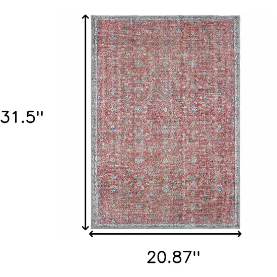 Red And Blue Oriental Power Loom Stain Resistant Area Rug Photo 5