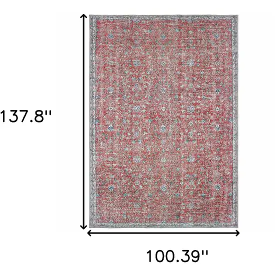 Red And Blue Oriental Power Loom Stain Resistant Area Rug Photo 5