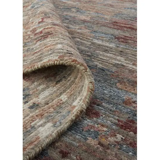 Red And Blue Wool Abstract Hand Knotted Area Rug Photo 9