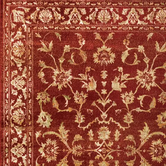 Red And Gold Oriental Power Loom Stain Resistant Area Rug Photo 4