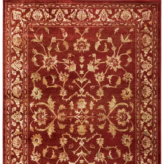 Red And Gold Oriental Power Loom Stain Resistant Area Rug Photo 5