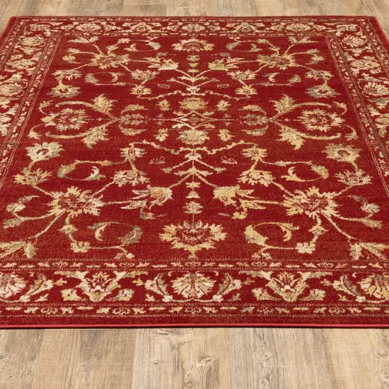 Red And Gold Oriental Power Loom Stain Resistant Area Rug Photo 8