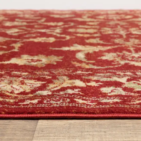 Red And Gold Oriental Power Loom Stain Resistant Area Rug Photo 3