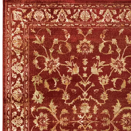 Red And Gold Oriental Power Loom Stain Resistant Area Rug Photo 4