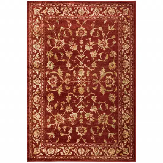 Red And Gold Oriental Power Loom Stain Resistant Area Rug Photo 1