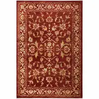 Photo of Red And Gold Oriental Power Loom Stain Resistant Area Rug