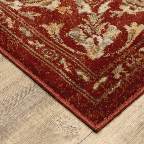 Red And Gold Oriental Power Loom Stain Resistant Area Rug Photo 4