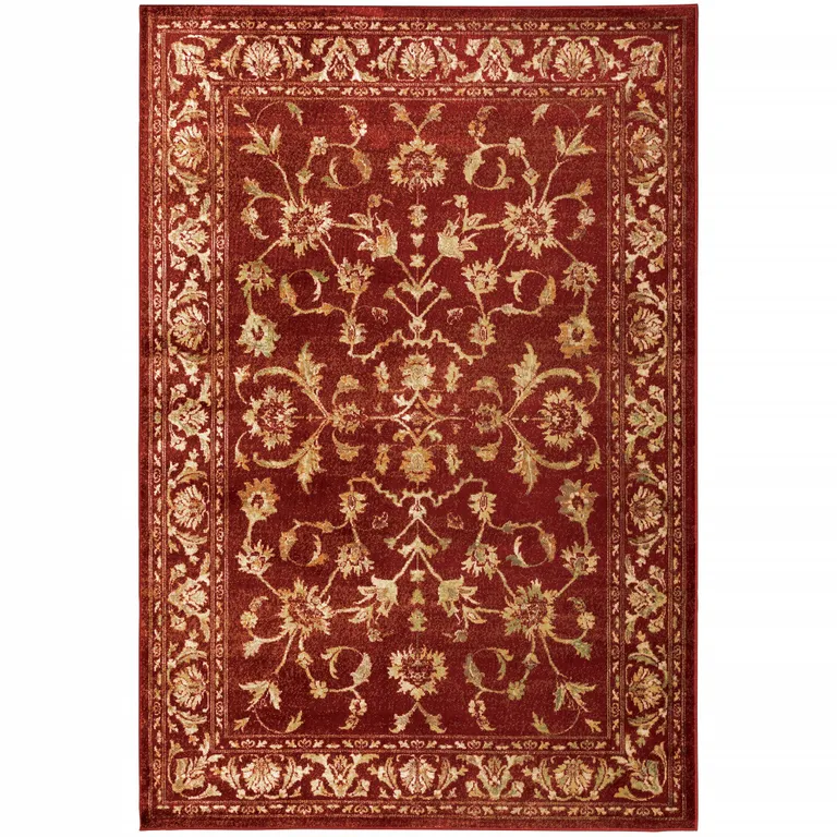 Red And Gold Oriental Power Loom Stain Resistant Area Rug Photo 1