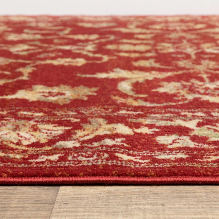 Red And Gold Oriental Power Loom Stain Resistant Area Rug Photo 3