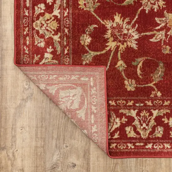 Red And Gold Oriental Power Loom Stain Resistant Area Rug Photo 7