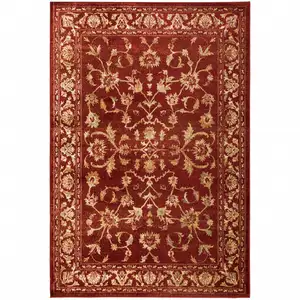 Photo of Red And Gold Oriental Power Loom Stain Resistant Area Rug