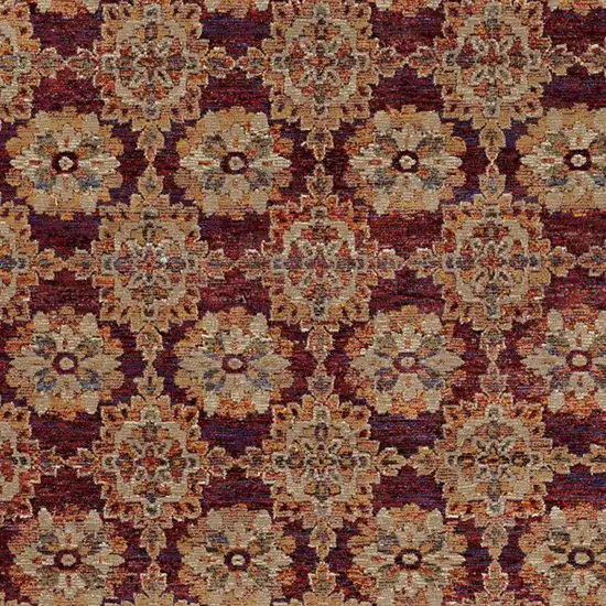 Red And Gold Oriental Power Loom Stain Resistant Area Rug Photo 3