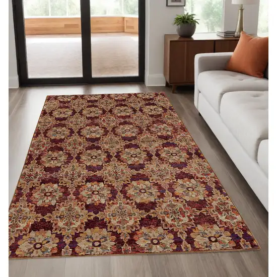 Red and Gold Oriental Power Loom Area Rug Photo 1