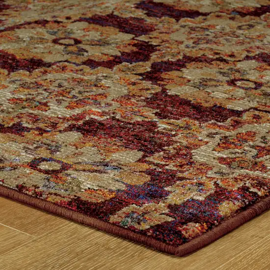 Red And Gold Oriental Power Loom Stain Resistant Area Rug Photo 4