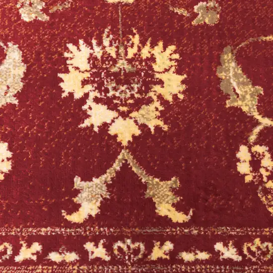 Red And Gold Oriental Power Loom Stain Resistant Runner Rug Photo 9