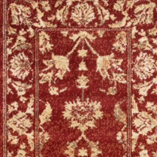 2' X 8' Red And Gold Oriental Power Loom Stain Resistant Runner Rug Photo 5