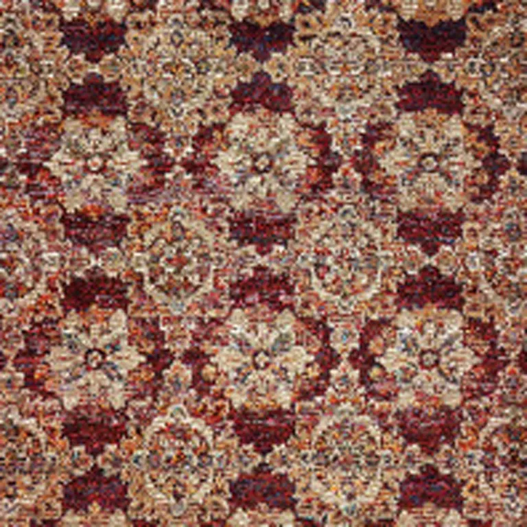 Red And Gold Oriental Power Loom Stain Resistant Runner Rug Photo 3