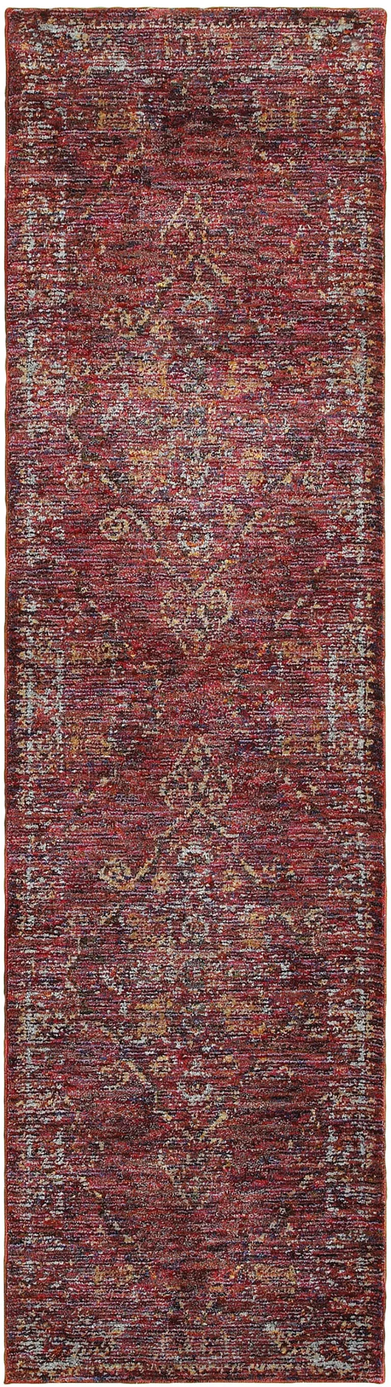 Red And Gold Oriental Power Loom Stain Resistant Runner Rug Photo 1