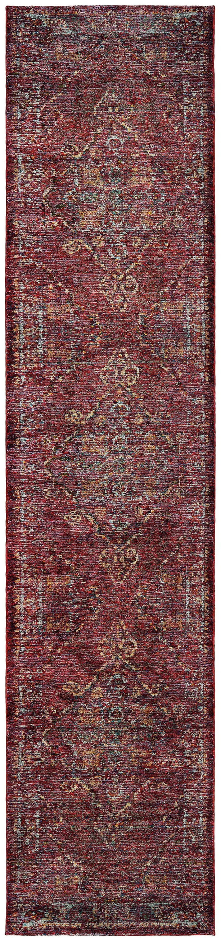 Red And Gold Oriental Power Loom Stain Resistant Runner Rug Photo 1