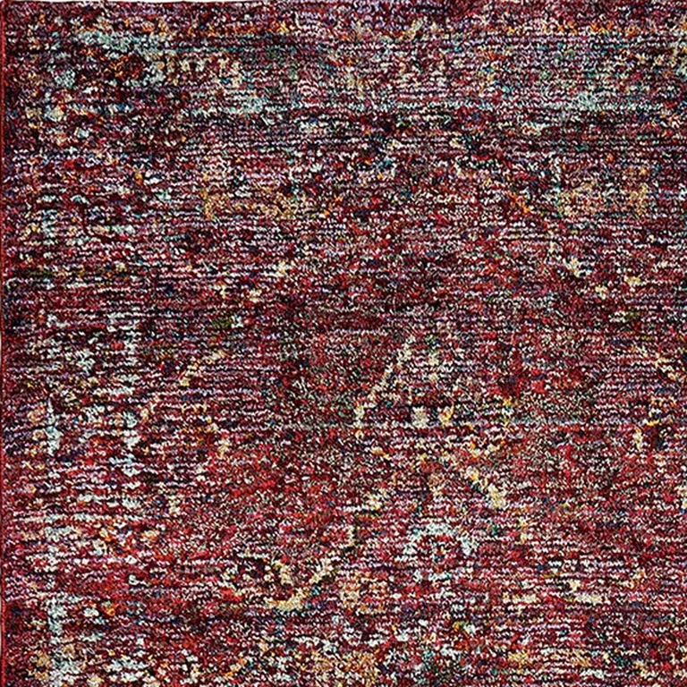 Red And Gold Oriental Power Loom Stain Resistant Runner Rug Photo 3