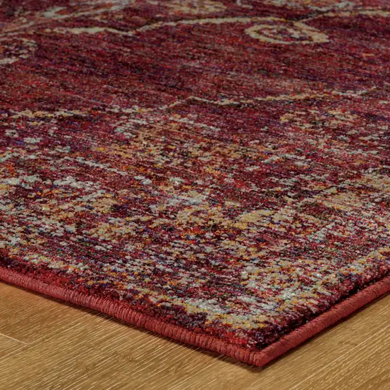 Red And Gold Oriental Power Loom Stain Resistant Runner Rug Photo 4