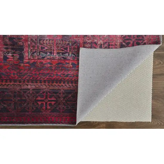 Red And Gray Geometric Power Loom Area Rug Photo 3