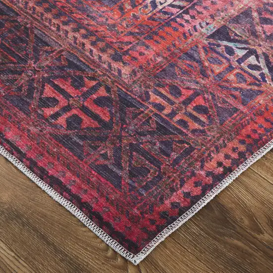 Red And Gray Geometric Power Loom Area Rug Photo 4