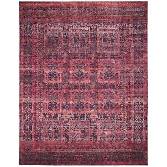 Red And Gray Geometric Power Loom Area Rug Photo 1