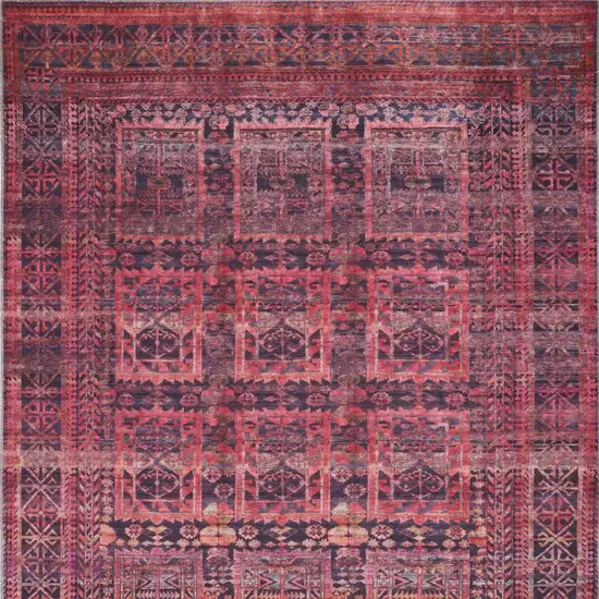 Red And Gray Geometric Power Loom Area Rug Photo 3