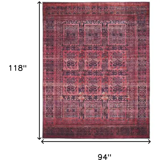 Red And Gray Geometric Power Loom Area Rug Photo 6