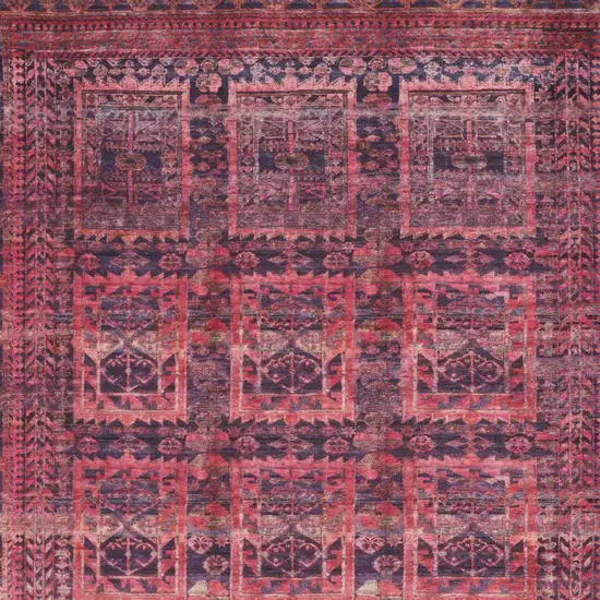 Red And Gray Geometric Power Loom Area Rug Photo 2