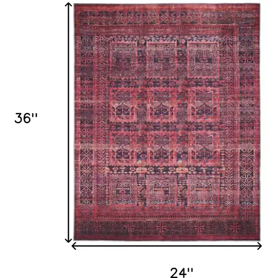 Red And Gray Geometric Power Loom Area Rug Photo 10