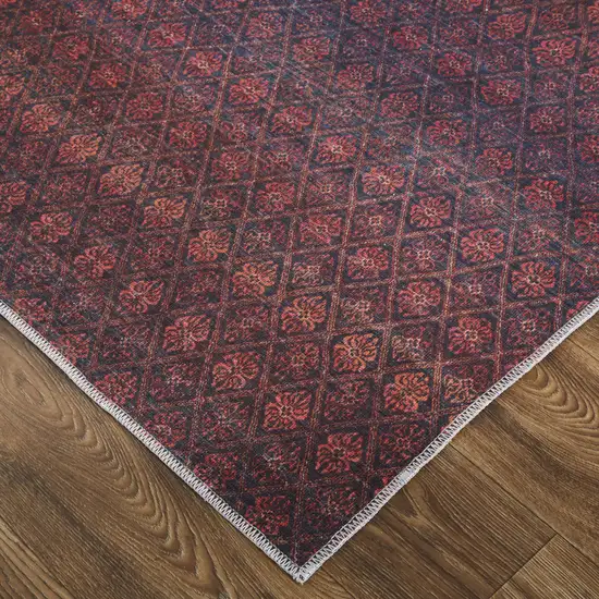 Red And Gray Striped Power Loom Area Rug Photo 7